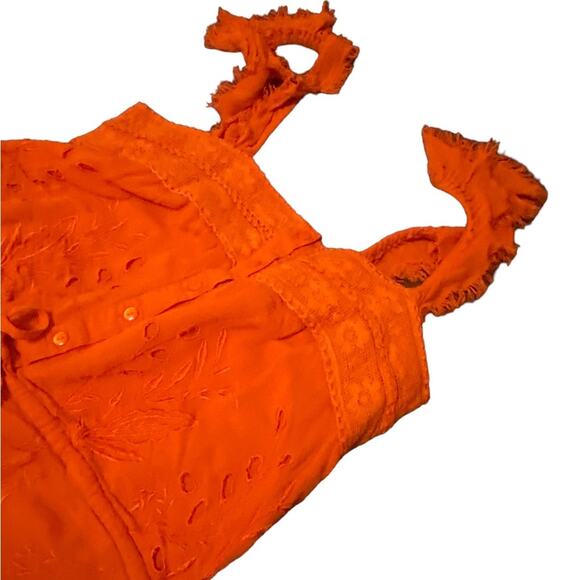 Free People Burnt Orange rompers shorts with adjustable waistband Bohemian Boho - Picture 10 of 15